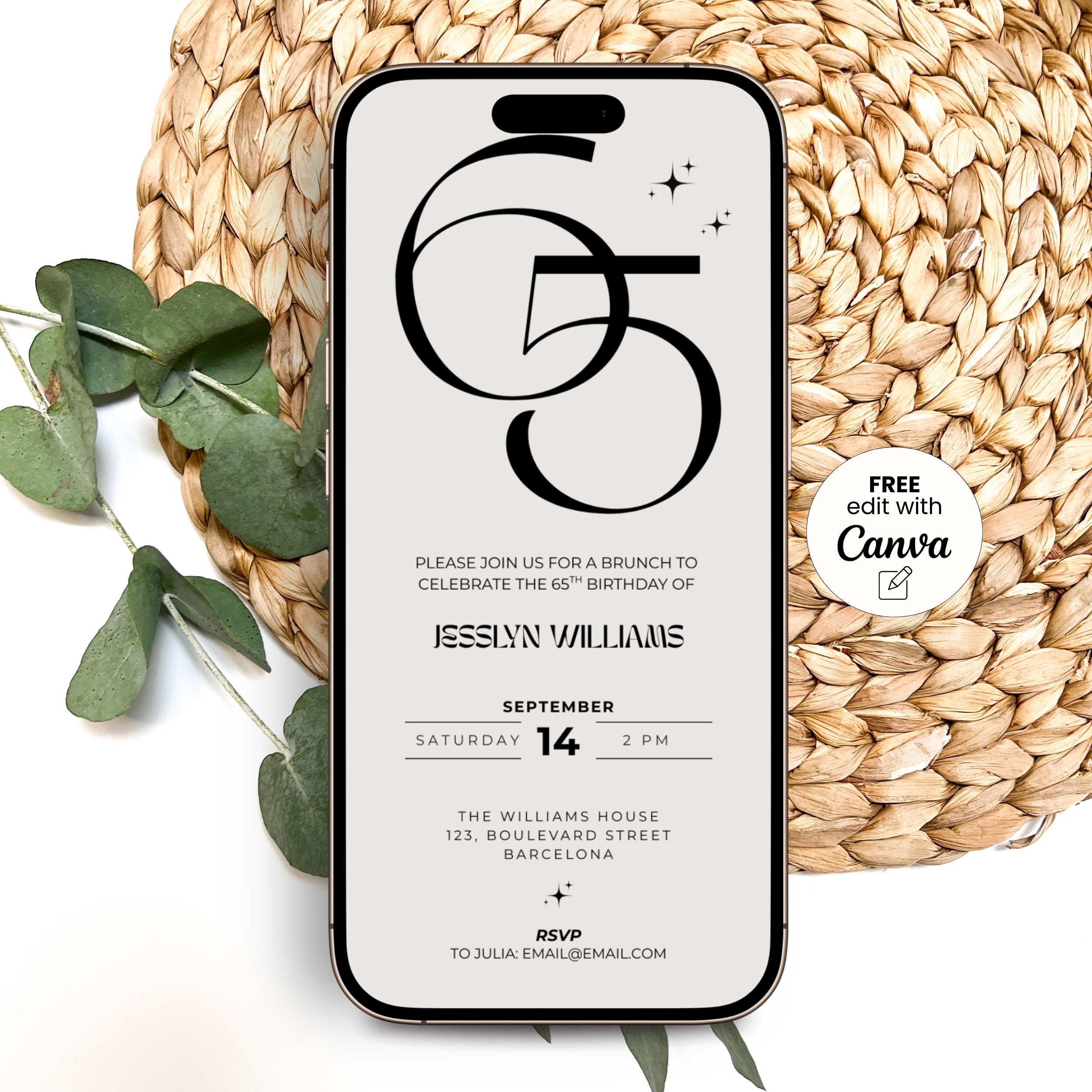 Elegant Beige 65th Birthday Invitation