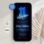 Neon 11th Birthday Invitation for Boys