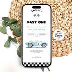 Fast One Birthday Invitation Vintage Racing Car