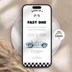 Fast One Birthday Invitation Vintage Racing Car