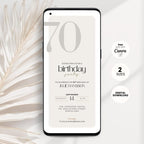 Minimal Elegant 70th Birthday Invitation Template