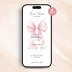 Pink Bow Sweet 15th Birthday Invitation Template Girls