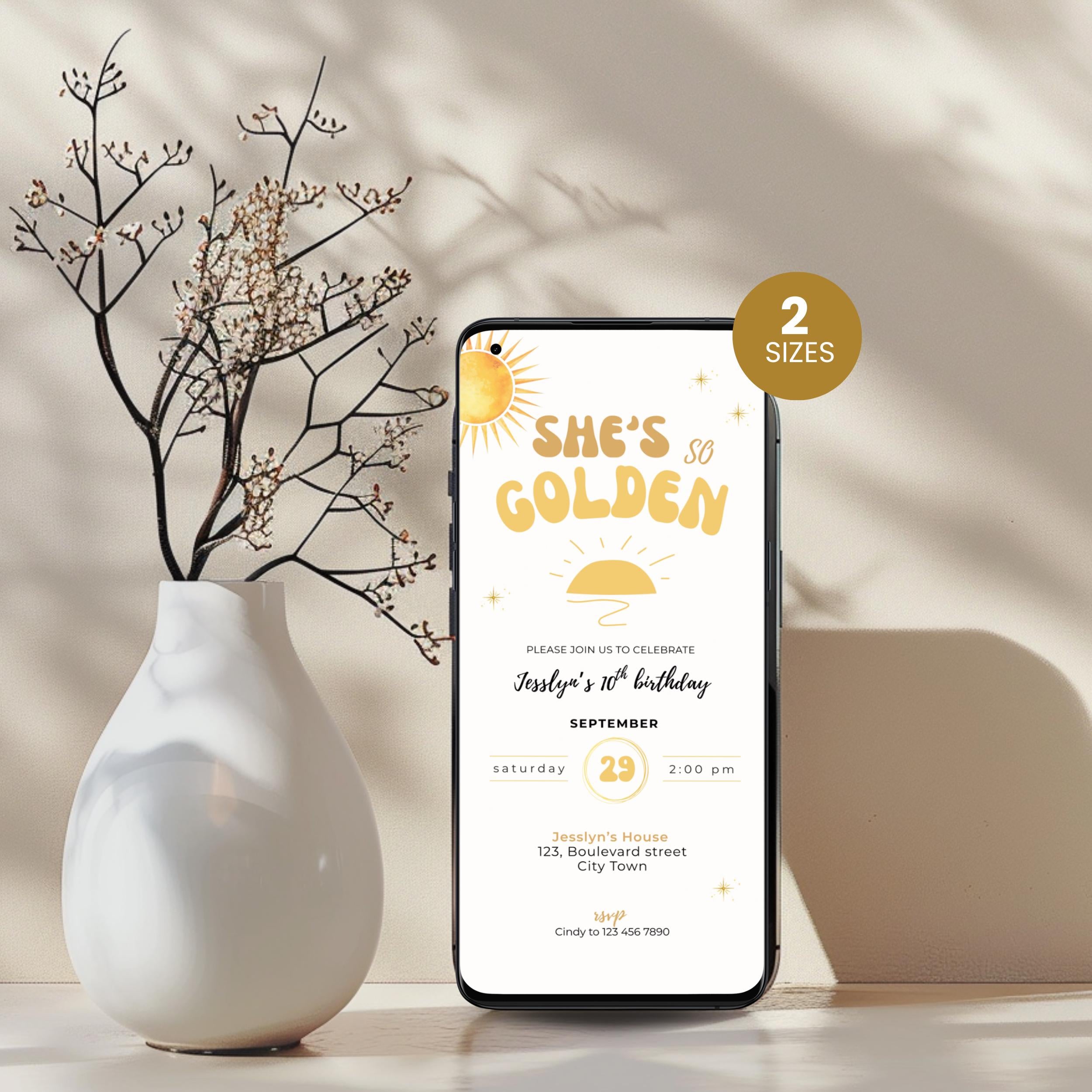 She's So Golden Birthday Invitation
