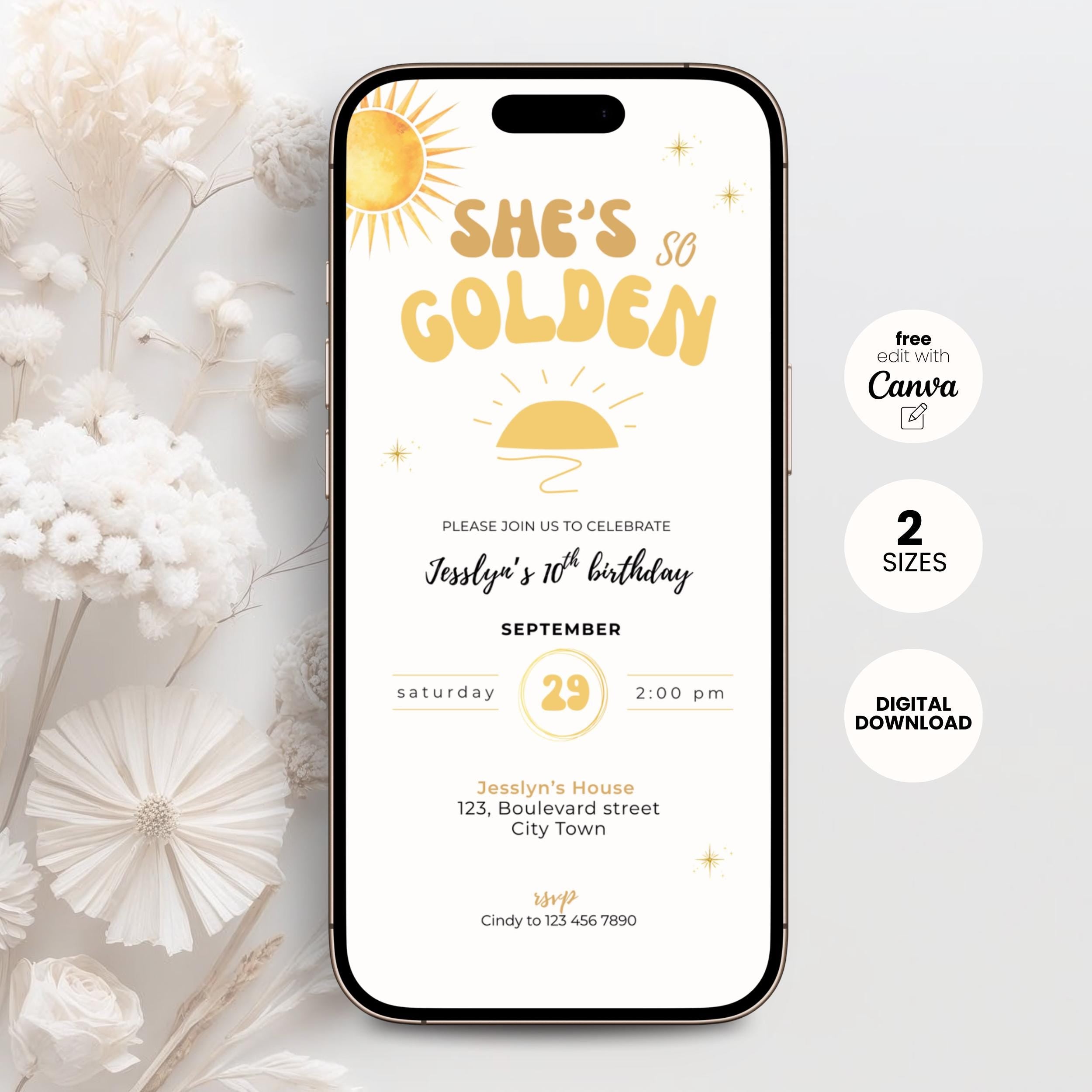 She's So Golden Birthday Invitation