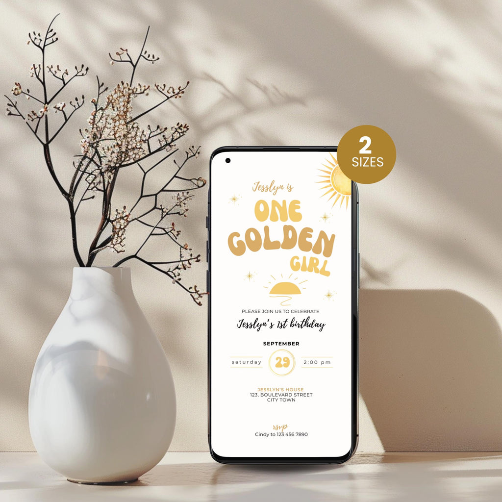 One Golden Girl First Birthday Invitation