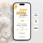 Sunshine First Birthday Invitation Boho