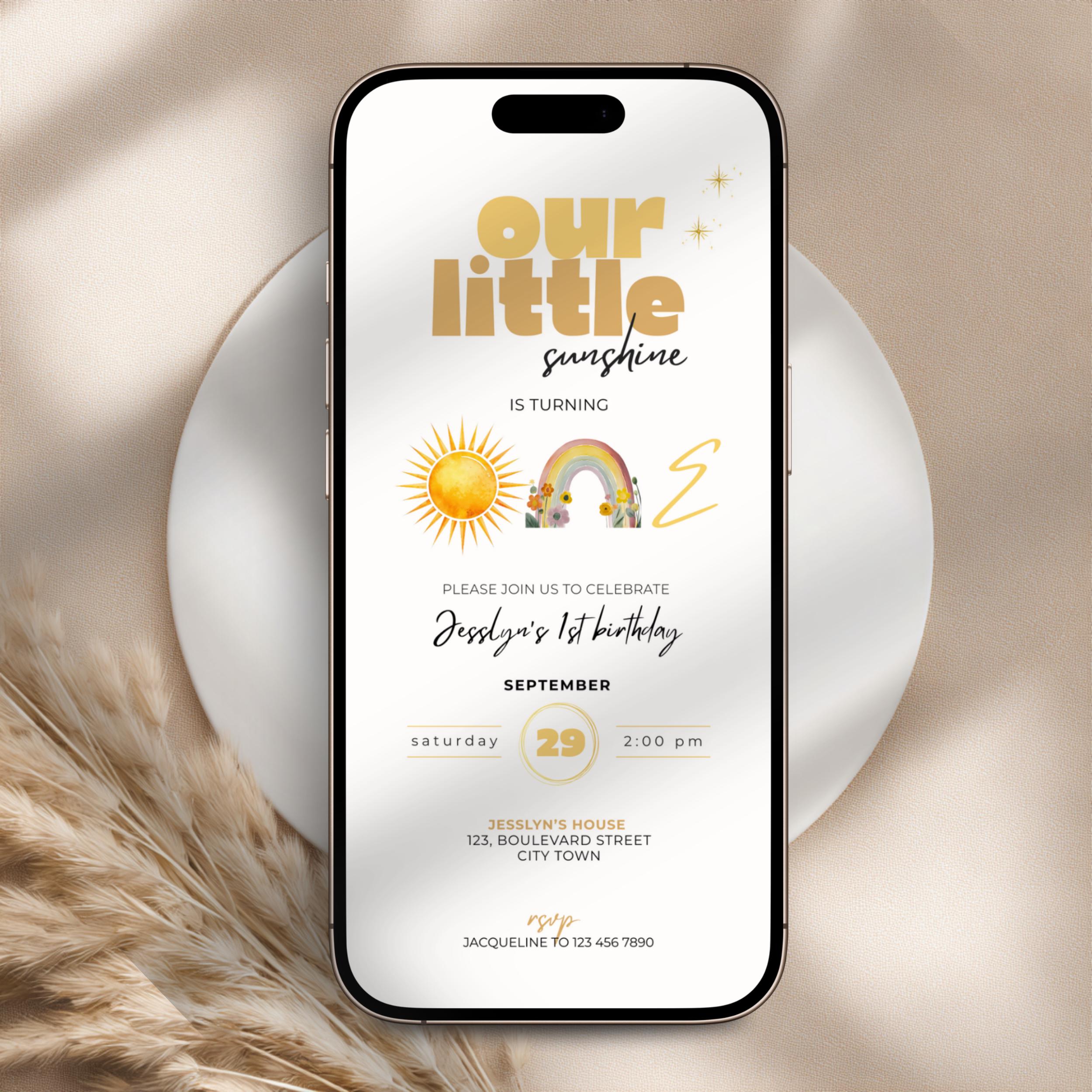 Our Little Sunshine 1st Birthday Invitation