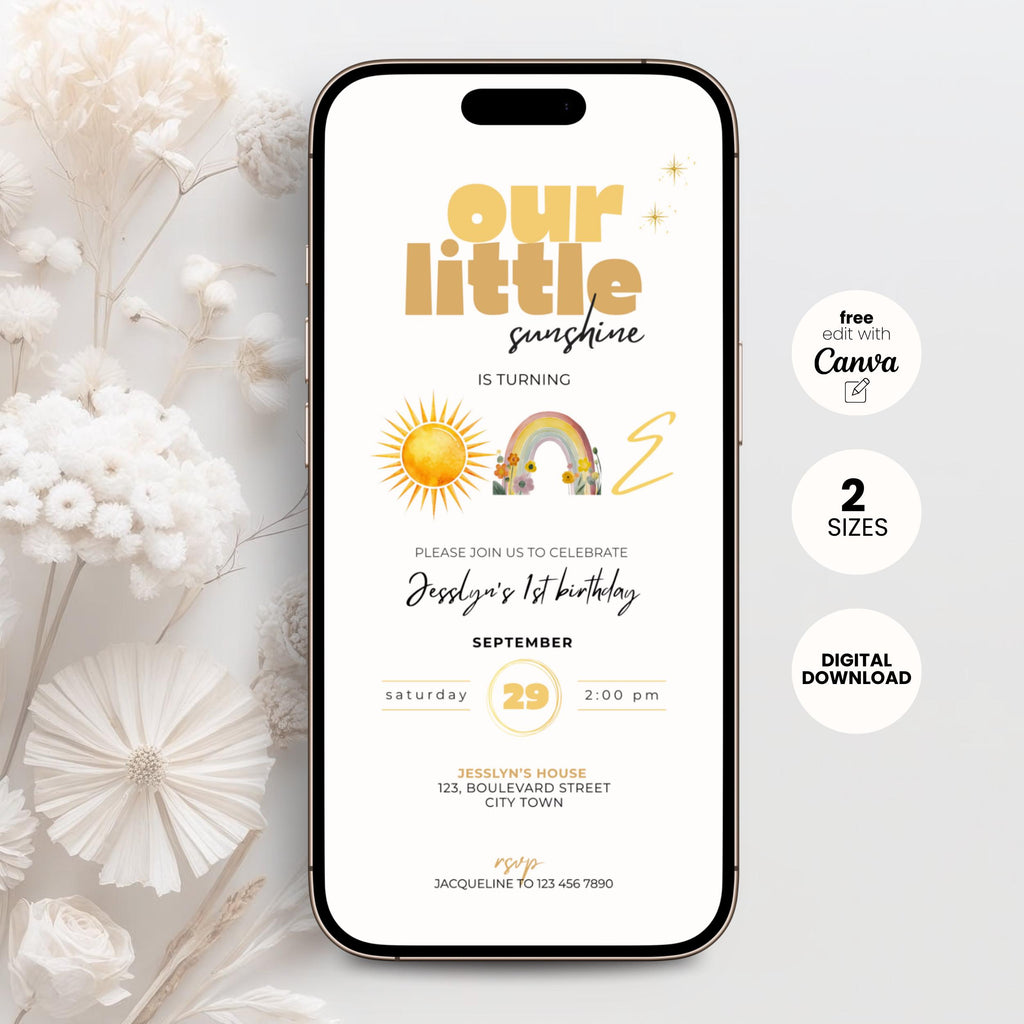 Our Little Sunshine 1st Birthday Invitation