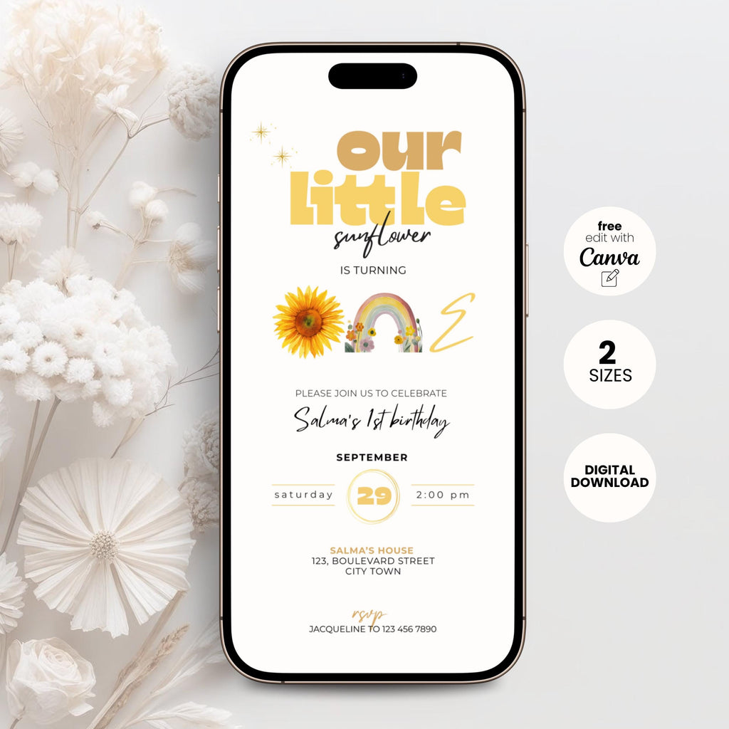 Our Little Sunflower 1st Birthday Invitation