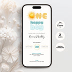 Oh Happy Boy First Birthday Invitation Sun