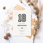Minimal Black and White 18th Birthday Invitation