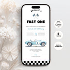 Fast One Birthday Invitation Vintage Racing Car