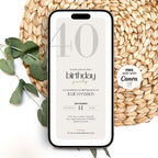Modern Elegant 40th Birthday Invitation Template
