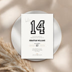 Minimal Sporty 14th Birthday Invitation