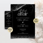 Chic All Black Affair Adult Birthday Invitation