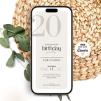 Minimalist 20th Birthday Invitation