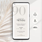 Minimal Elegant 90th Birthday Invitation