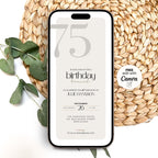 Minimal Elegant 75th Birthday Brunch Invitation