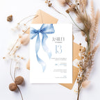 Blue Bow 13th Birthday Invitation Girls