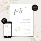 Elegant Calligraphy 40th Birthday Invitation
