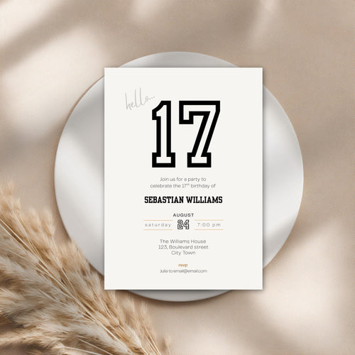 Beige Sports 17th Birthday Invitation Template