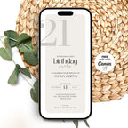 Modern Minimal 21st Birthday Invitation