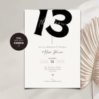 Minimal Bold 13th Birthday Invitation