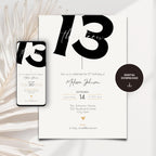 Minimal Bold 13th Birthday Invitation