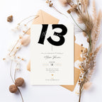 Minimal Bold 13th Birthday Invitation