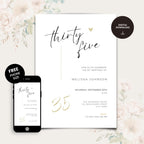 Modern Elegant 35th Birthday Invitation