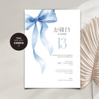 Blue Bow 13th Birthday Invitation Girls