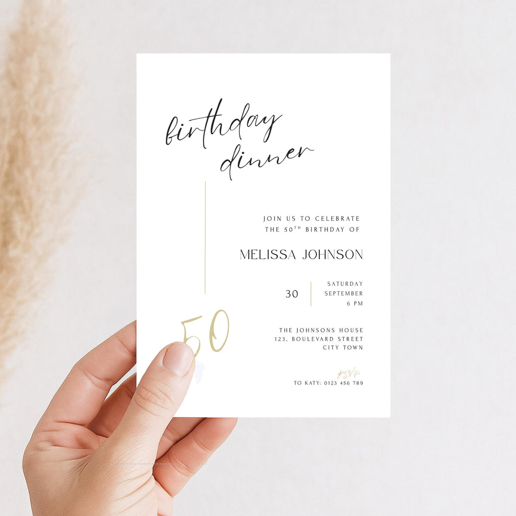 Elegant Birthday Dinner Invitation