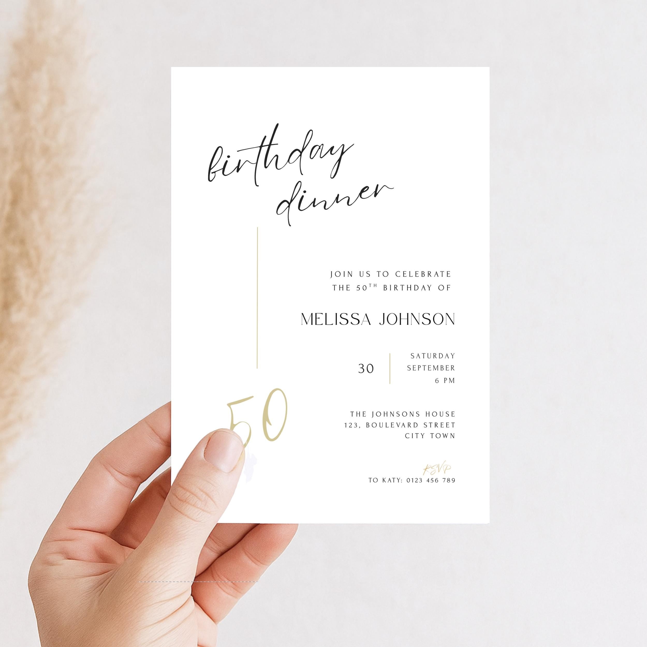 Elegant Birthday Dinner Invitation