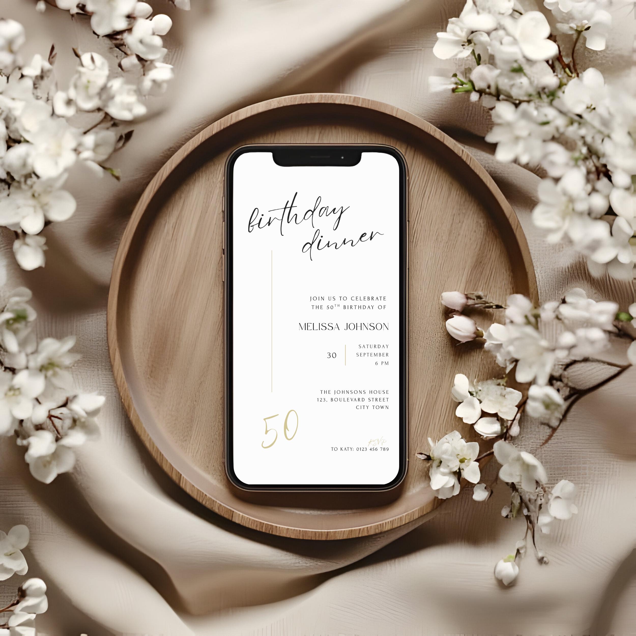 Elegant Birthday Dinner Invitation