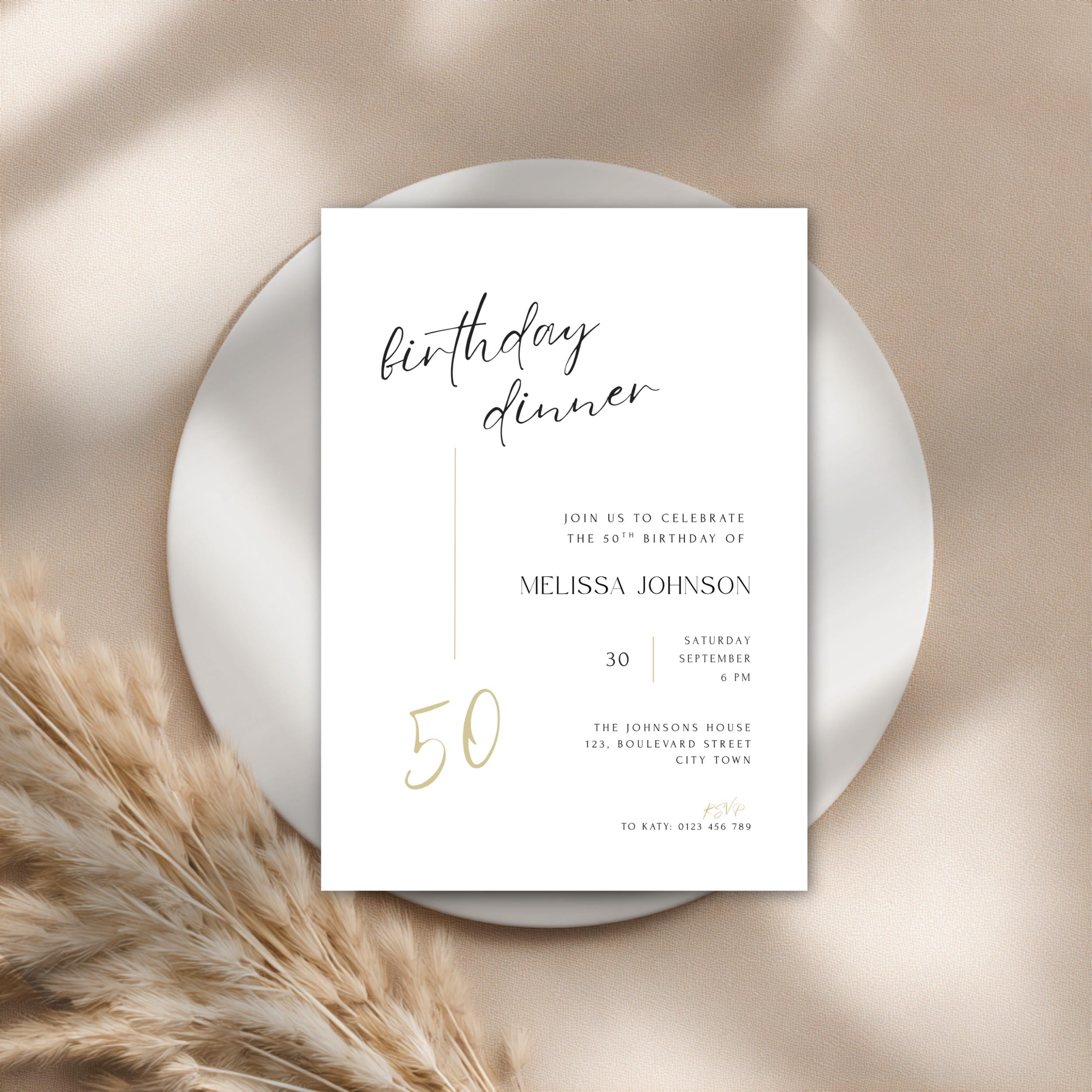 Elegant Birthday Dinner Invitation