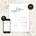 Modern Elegant 18th Birthday Invitation