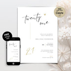 Minimal 21st Birthday Invitation Template