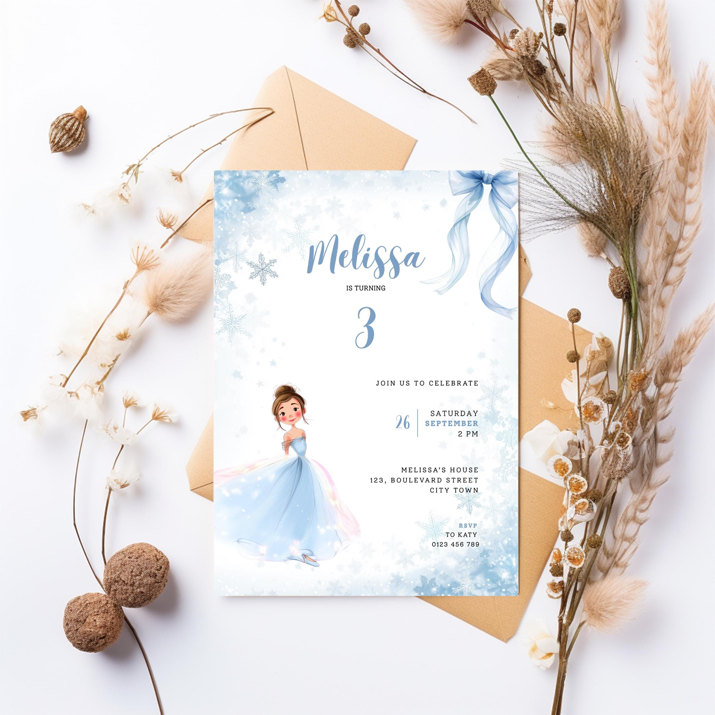 Blue Fairy 3rd Birthday Invitation Template Girls