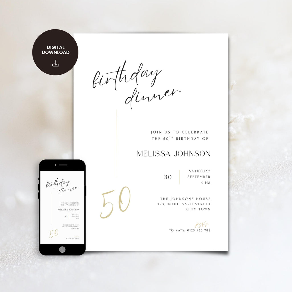 Elegant Birthday Dinner Invitation