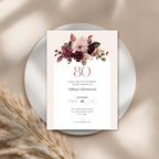 Pink Floral 80th Birthday Invitation