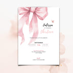 Pink Bow Coquette 13th Birthday Invitation