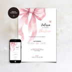Pink Bow Coquette 13th Birthday Invitation