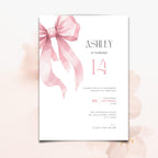 Pink Bow Coquette 14th Birthday Invitation