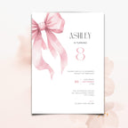 Pink Bow 8th Birthday Invitation for Girls