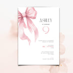 Pink Bow Coquette 9th Birthday Invitation Girls