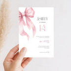 Pink Bow Coquette 14th Birthday Invitation