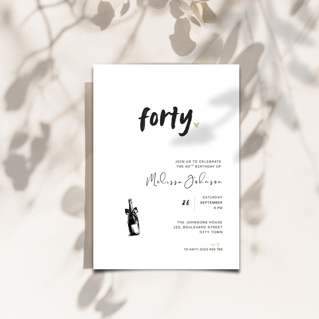 Modern 40th Birthday Invitation Man and Woman