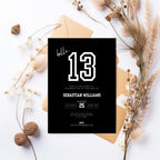 Black Sporty 13th Birthday Invitation