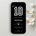 Black 10th Birthday Invitation for Boys