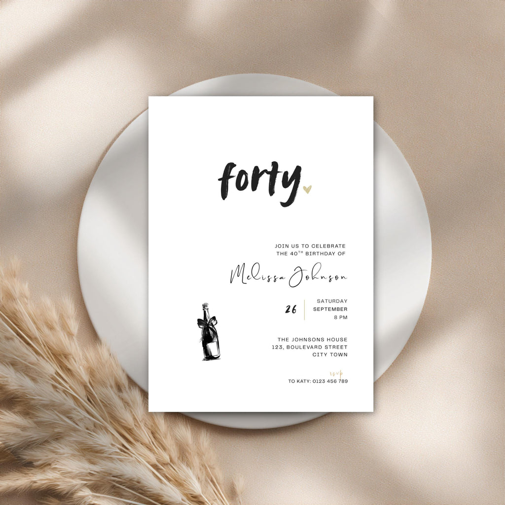 Modern 40th Birthday Invitation Man and Woman